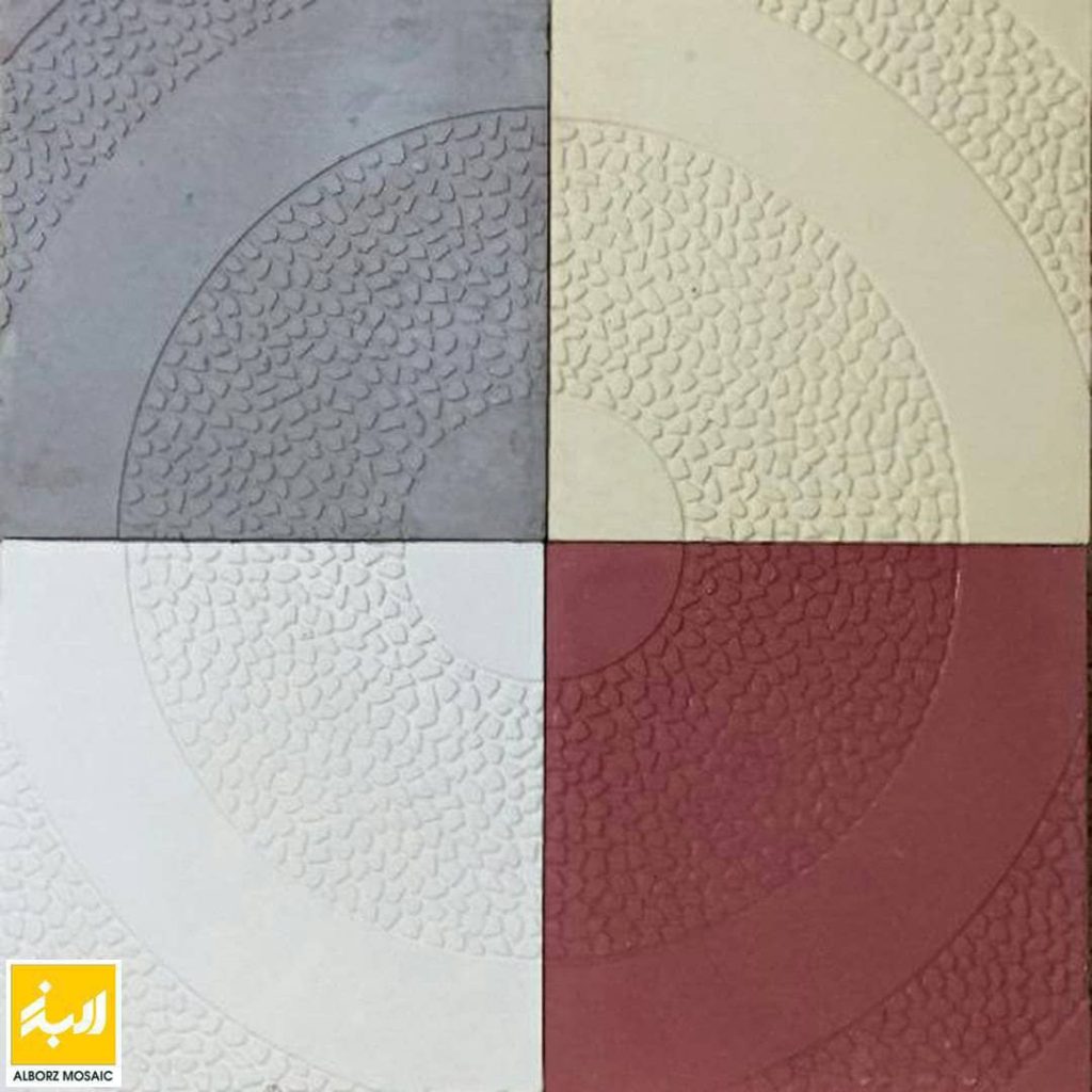 بتن اکسپورز کف طرح دایره ای / موزاییک پلیمری طرح دایره ای رنگ طوسی ابعاد 40/40