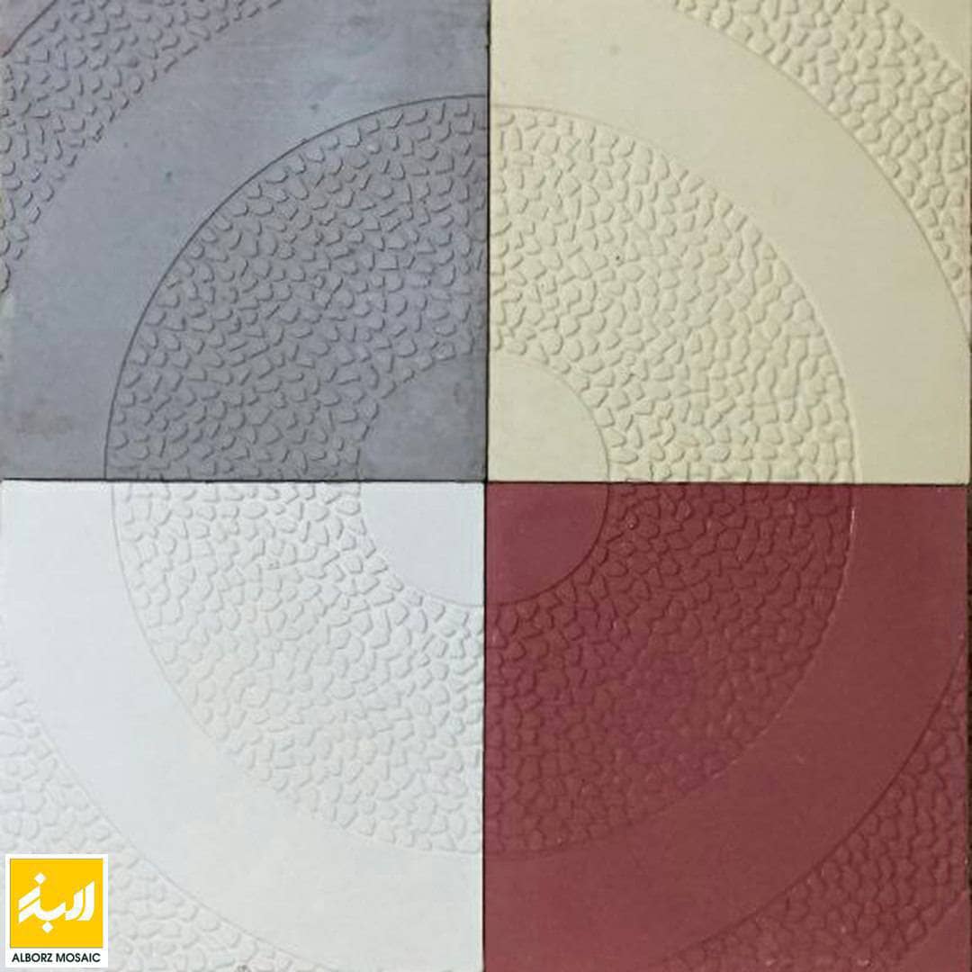 بتن اکسپورز کف طرح دایره ای / موزاییک پلیمری طرح دایره ای رنگ طوسی ابعاد 40/40