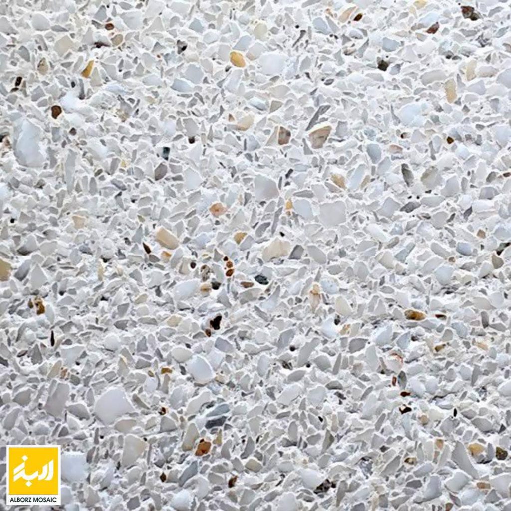 واش بتن آنتیک طرح صدف سنگ سفید سیمان سفید 30/60 دانه بندی متوسط