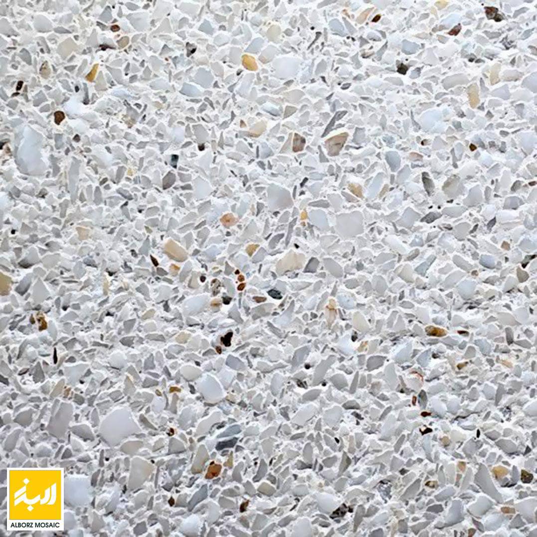 واش بتن آنتیک طرح صدف سنگ سفید سیمان سفید 30/60 دانه بندی متوسط